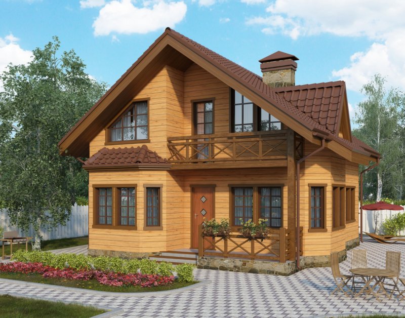 Двухэтажный дом из профилированного бруса