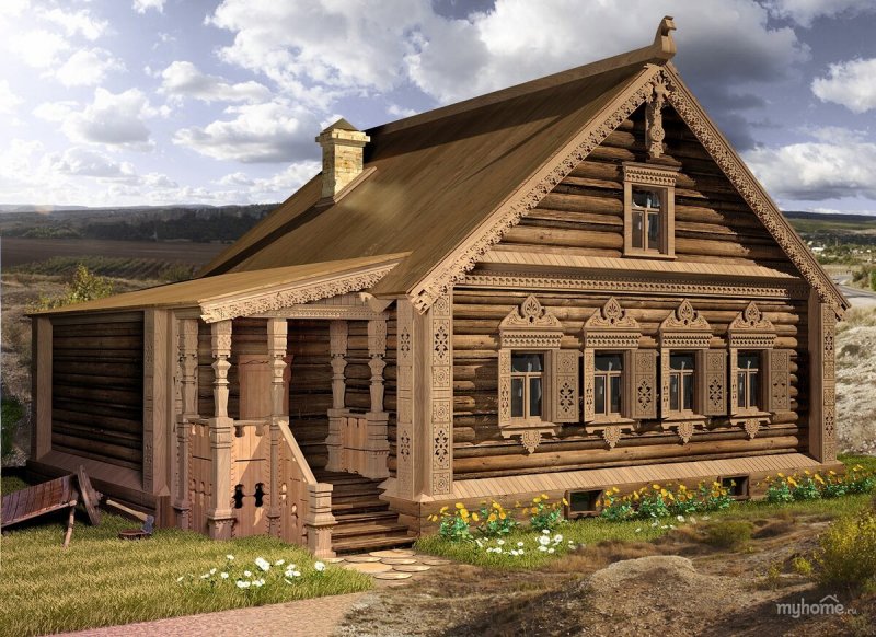 Сибирская изба снаружи
