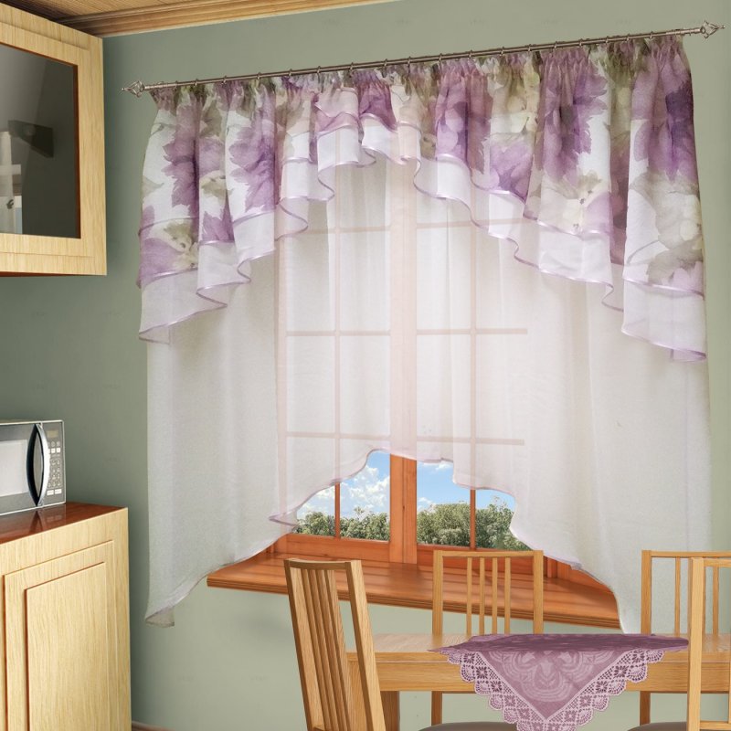Комплект штор WITERRA "классика", для кухни, цвет: шампань, на ленте, 280*250 см