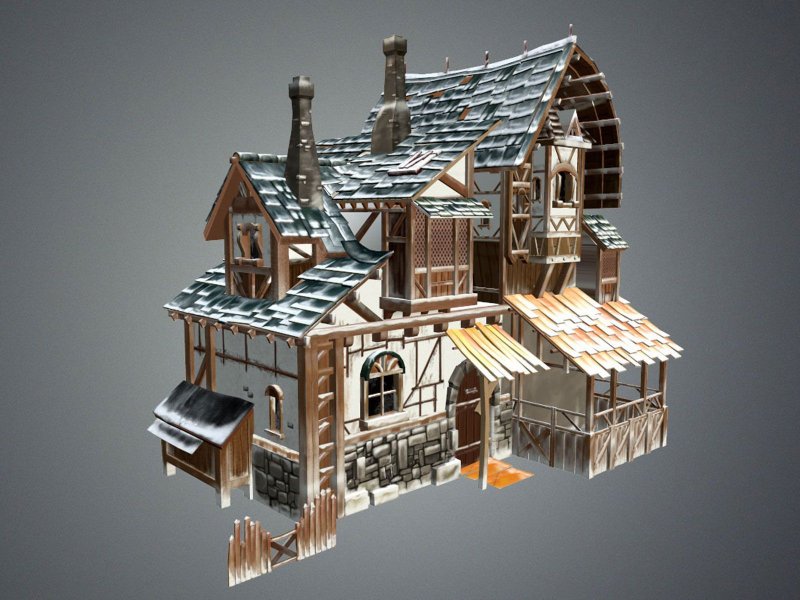 Low Poly средневековый дом