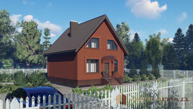 Домик с мансардой из красного кирпича