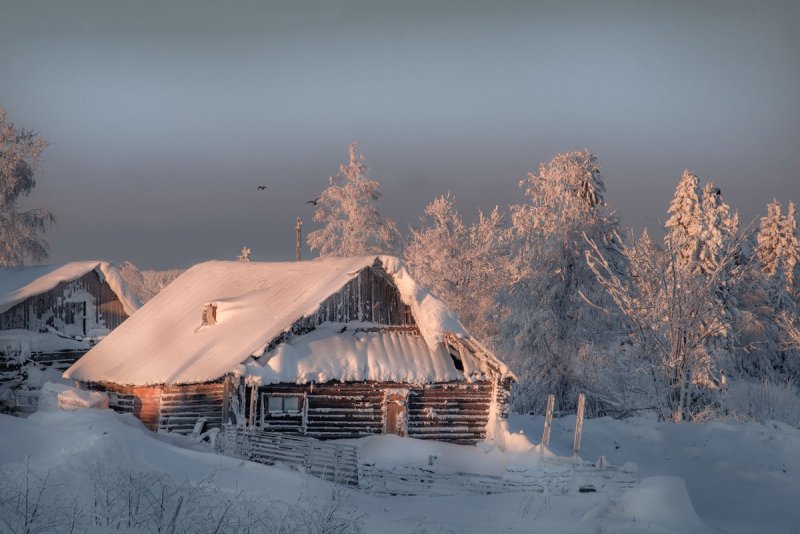 Уральская деревня зимой