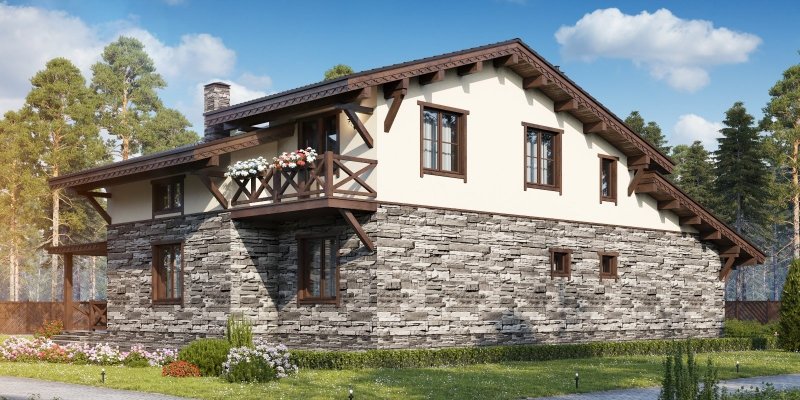 Шале из камня 110м