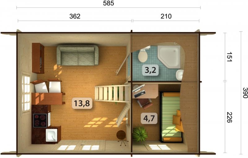 Tiny House планировки 6x3