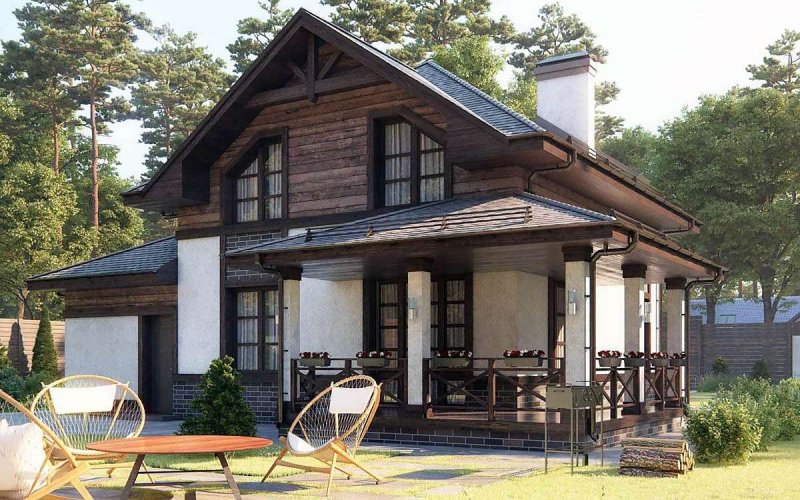 Комбинированные дома из камня и дерева