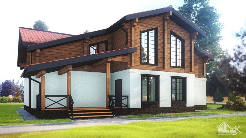 Комбинированный дом из газобетона и дерева проекты