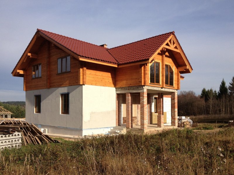 Дом из блоков и бруса комбинированный