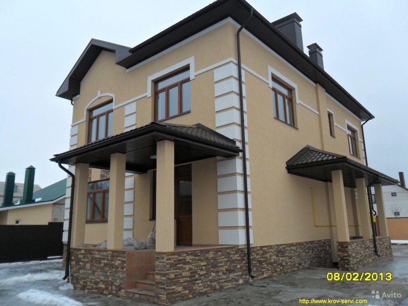 Фасады домов декоративной штукатуркой двухэтажных домов (73 фото)