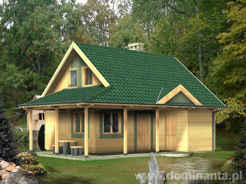 Каркасный дом с зеленой крышей