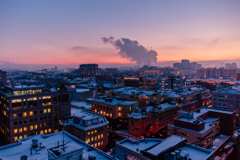 Вид с крыши вечером