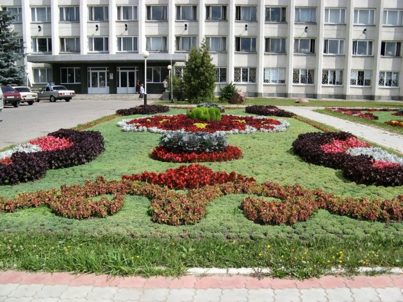 Клумбы возле памятников