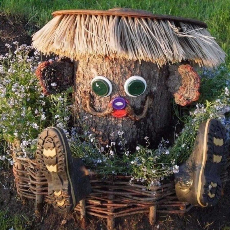 Украшаем пеньки на даче