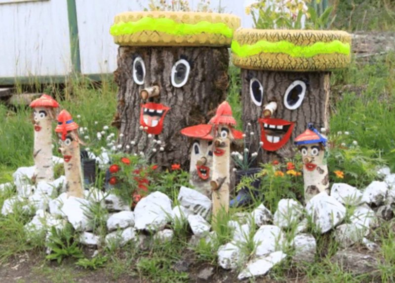 Украшаем пеньки на даче