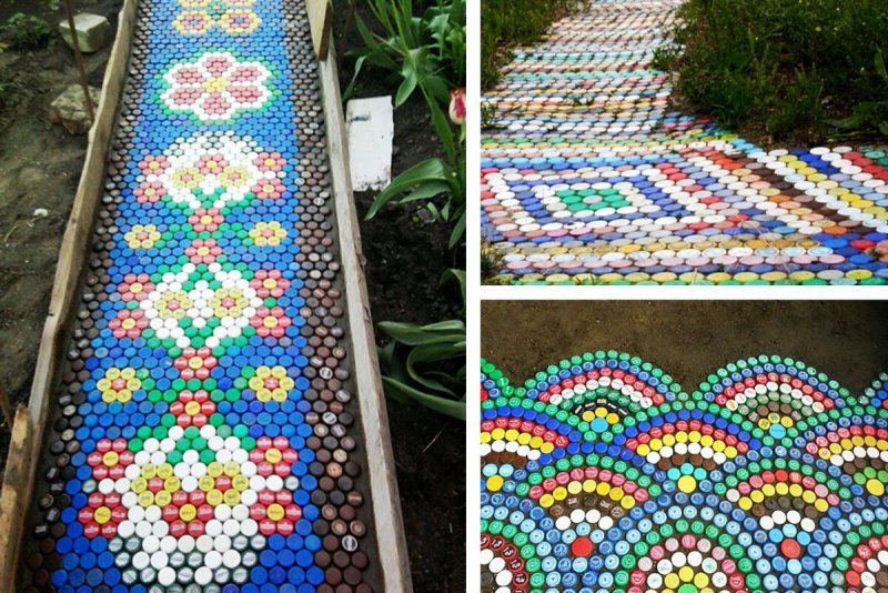 Садовые дорожки из крышек