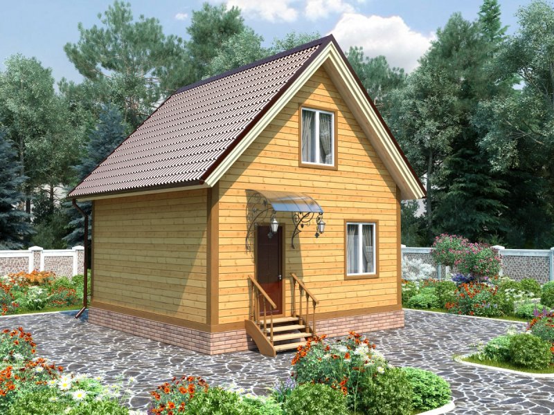 Дачный дом из бруса мини 6х6