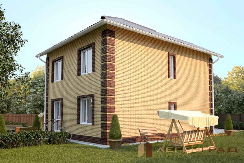 Красивый кирпичный двухэтажный дом 10х10