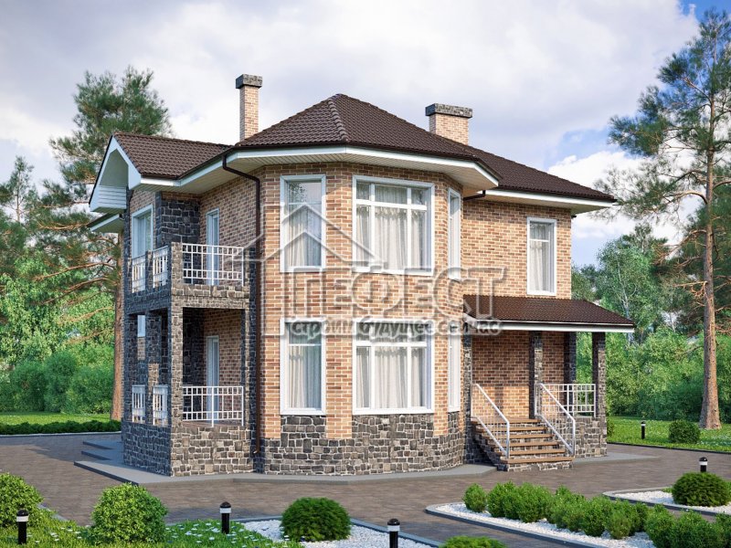 Дом с эркером из кирпича