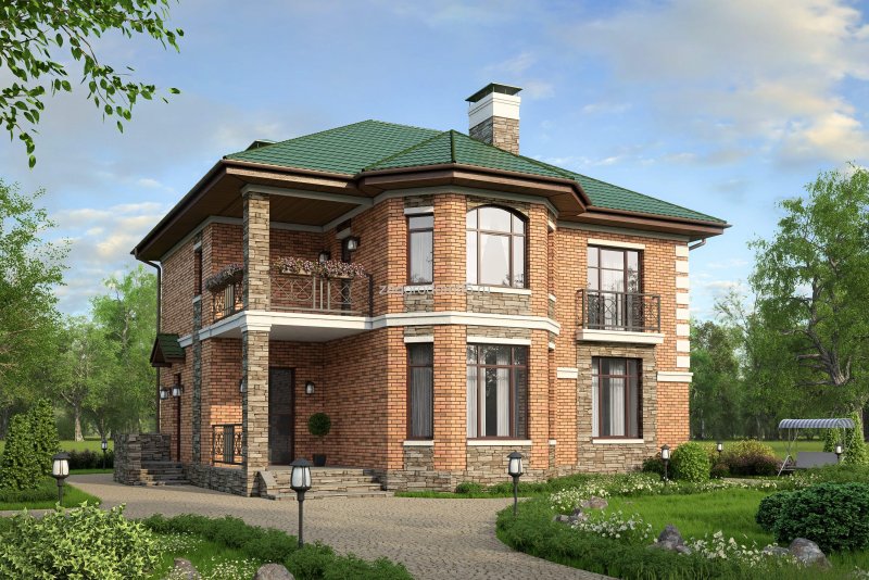 Кирпичные дома с эркером