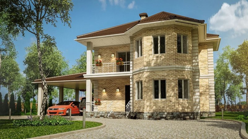 Красивые двухэтажные коттеджи