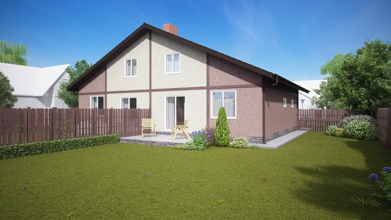 Каркасный двухэтажных дуплекс 160 м2