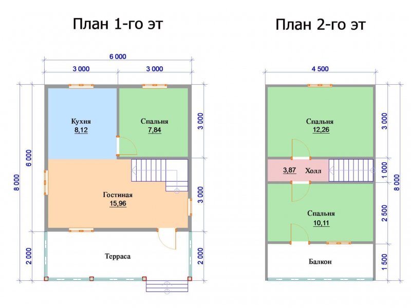 Проект дома из бруса 6х8 с мансардой