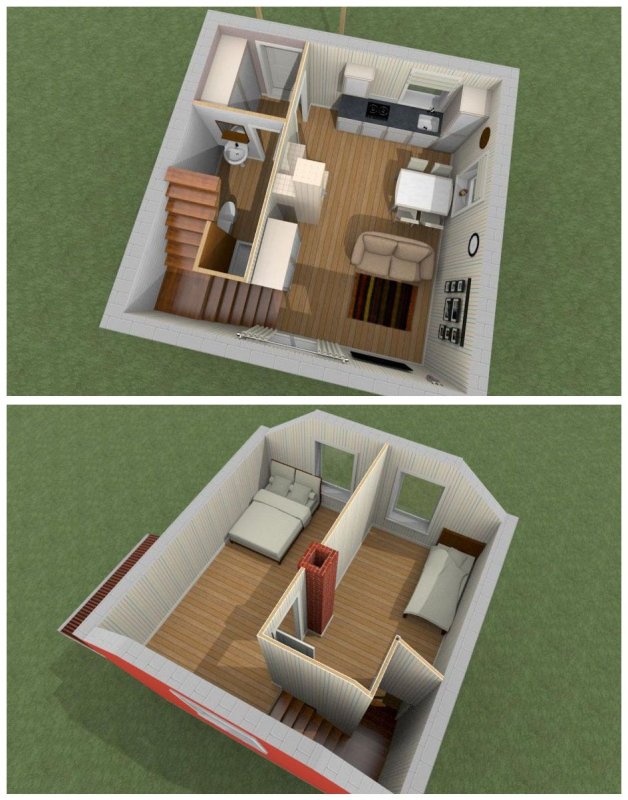 Компактный дом планировка 3d
