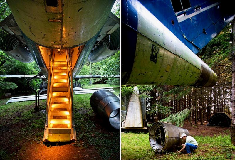 Дом из самолета Боинг 727 в лесу