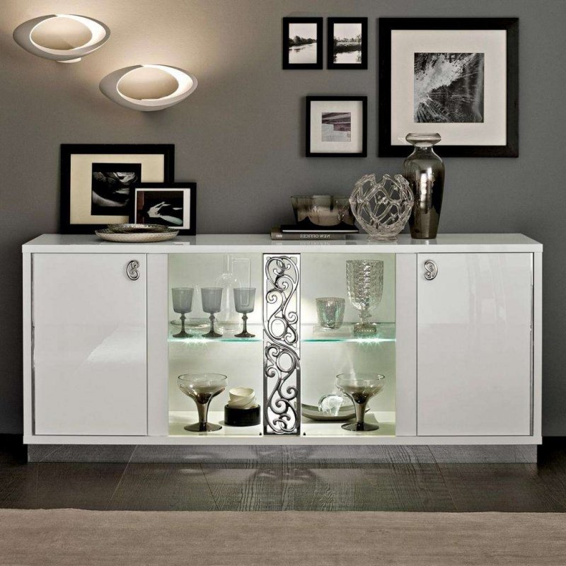 Витрина 2-дв ROMA-M 135vt2.02bi Glamour белая