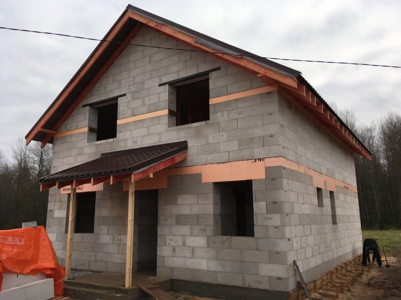 Коробка дома из газобетона