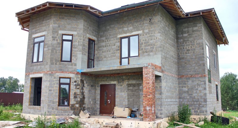 Наружная отделка дома из керамзитобетонных блоков