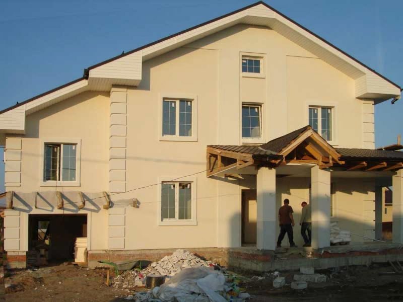 Фасад из фасадной штукатурки