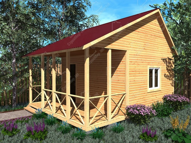 Каркасный дом 6×9 с вынесенной терассой
