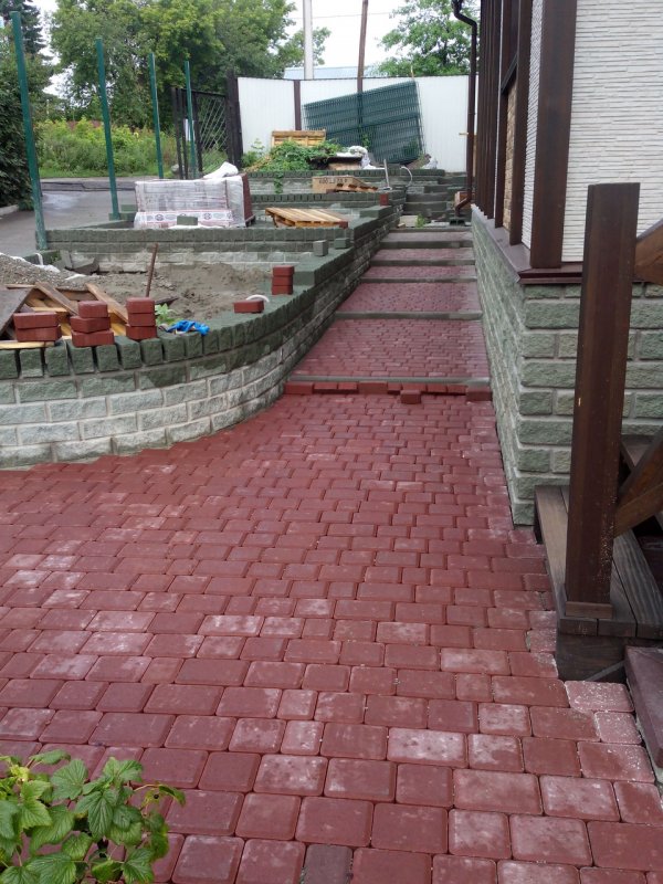 Отмостка тротуарной плиткой