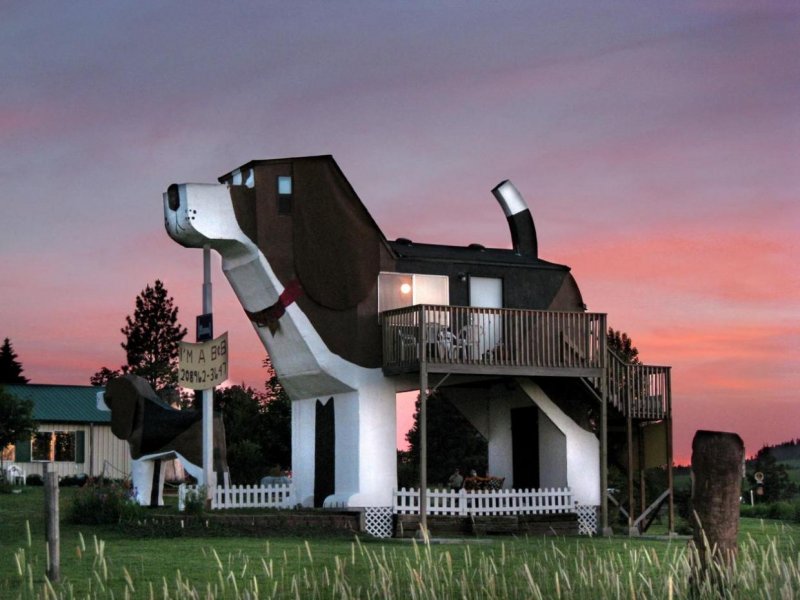 Гостиница внутри собаки Dog Bark Park Inn, Коттонвуд (штат Айдахо), США
