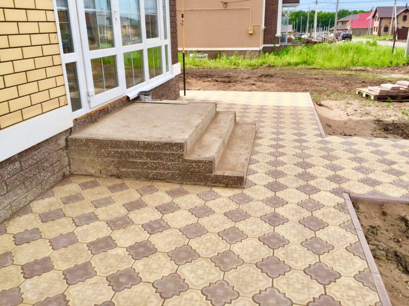 Парковка и отмостка из брусчатки