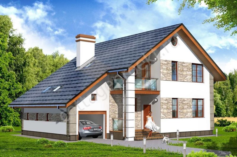 Домик из газобетона с мансардой