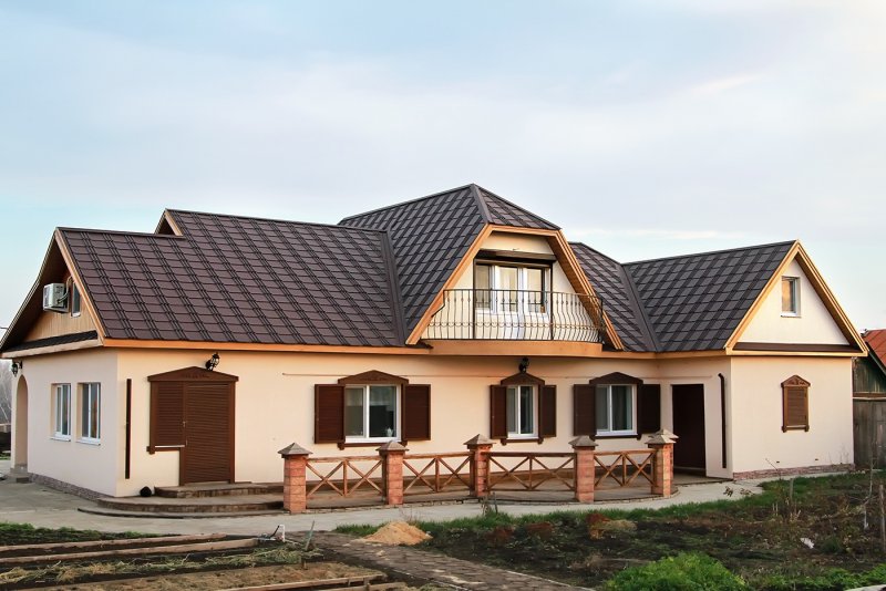 Панорама коттедж с гибкой черепицей