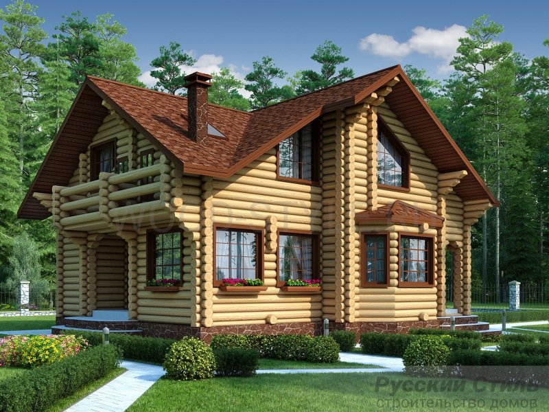 Дом из темного бревна