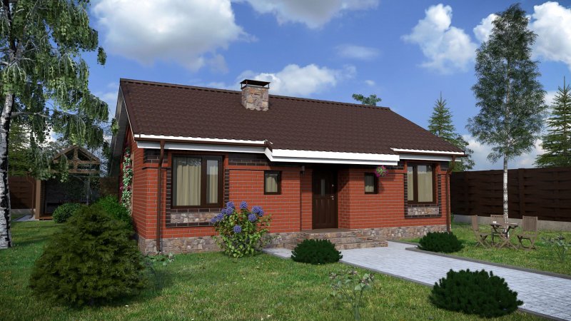 Дом из красного и коричневого кирпича
