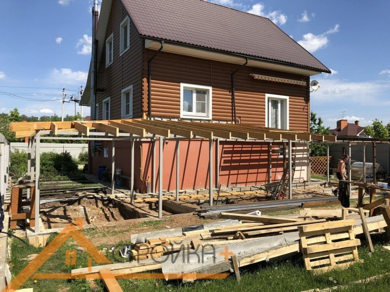 Пристройка из кирпича к деревянному дому