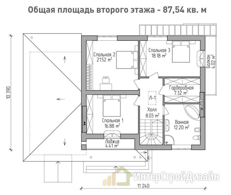 Планировка двухэтажного охотничьего домика
