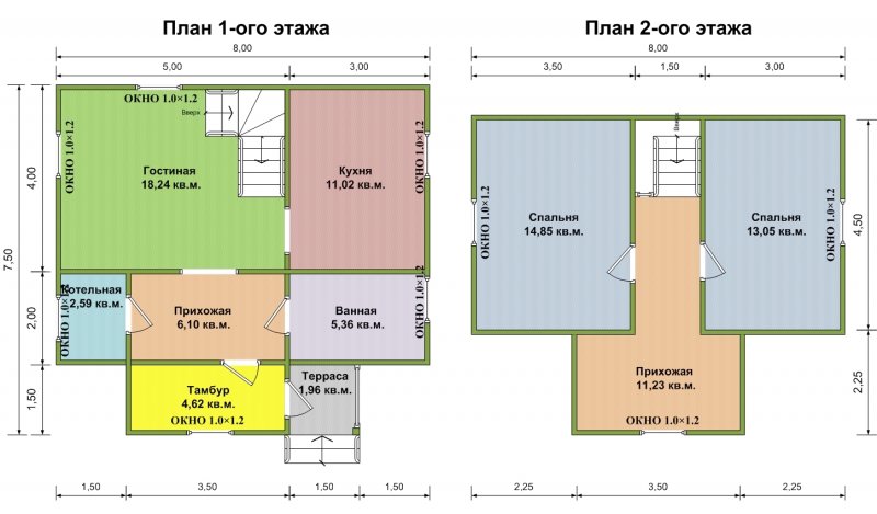 Проект каркасного дома 8х9 двухэтажный бесплатно