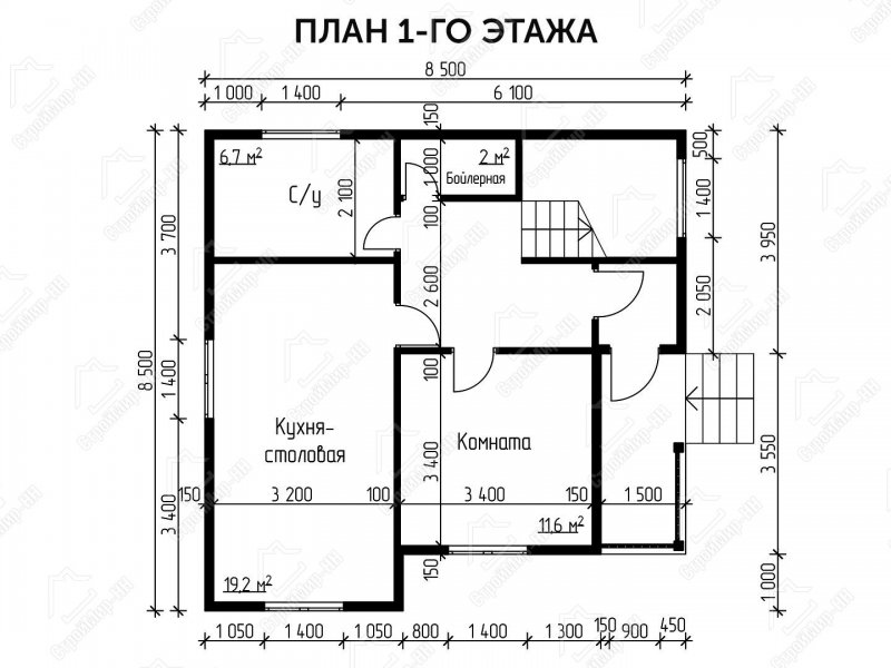 Проект дома из газобетона 6х9 двухэтажный планировка