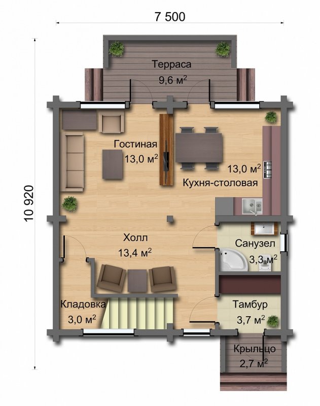 Планировки каркасных домов 7х8 с балконом