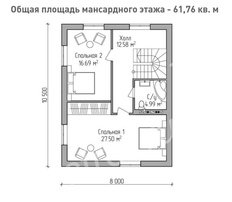 Планировка дома 7.5 на 7.5 двухэтажный