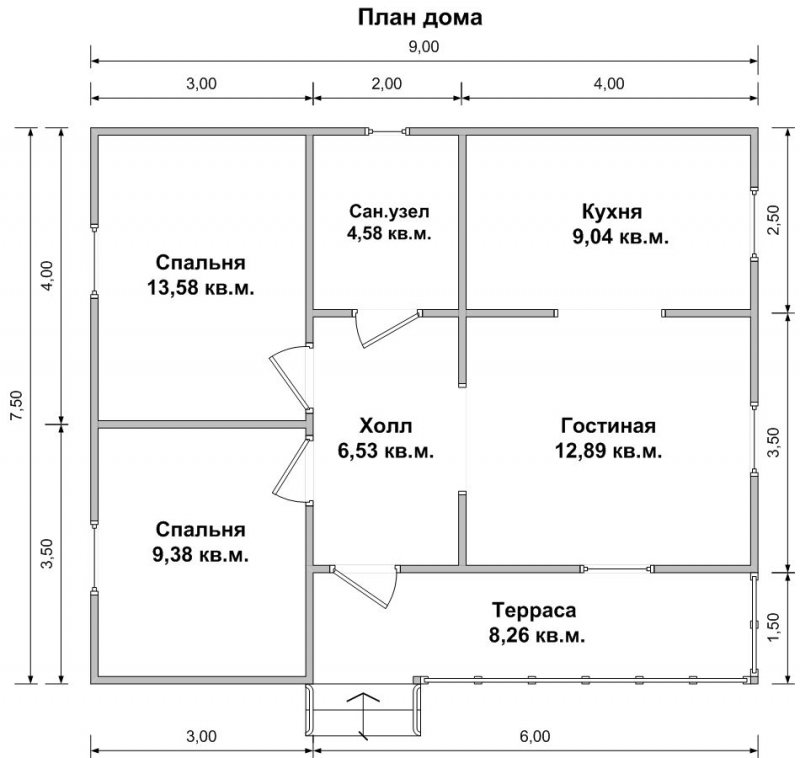 План дома 6 на 9