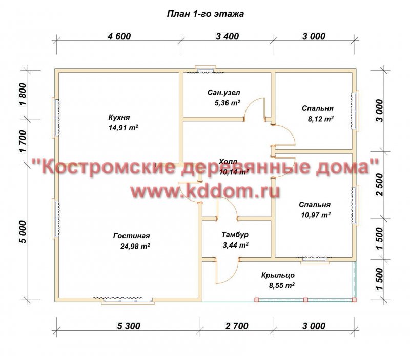7.5Х9 одноэтажный дом планировка