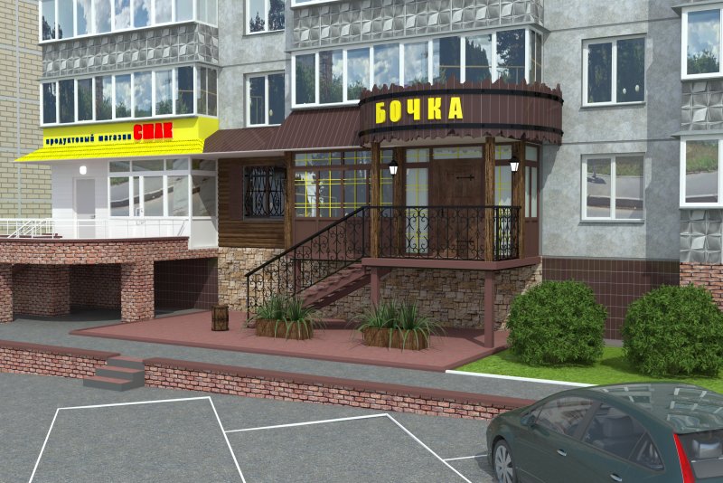 Фасад входных групп магазинов