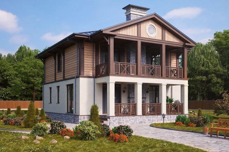 Каркасный дом с балконом
