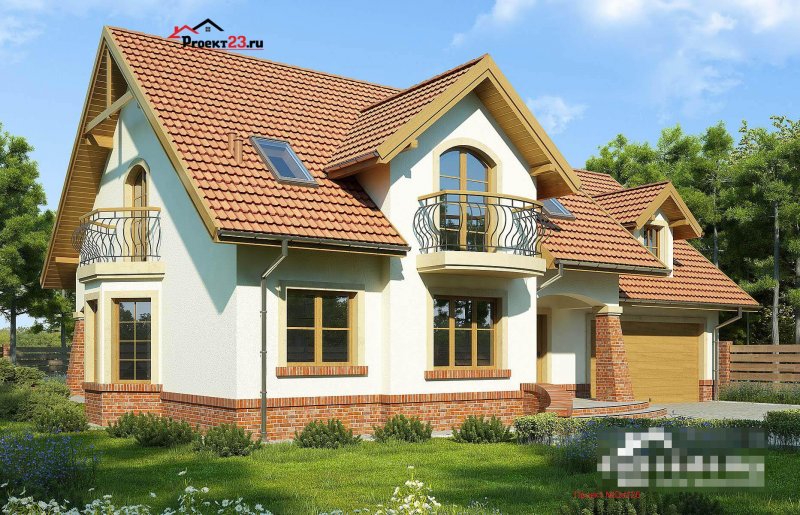 Двускатная крыша с балконом